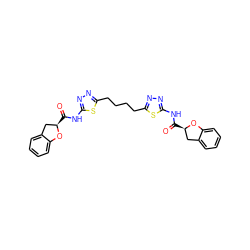 O=C(Nc1nnc(CCCCc2nnc(NC(=O)[C@@H]3Cc4ccccc4O3)s2)s1)[C@@H]1Cc2ccccc2O1 ZINC000169697729