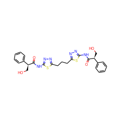 O=C(Nc1nnc(CCCc2nnc(NC(=O)[C@@H](CO)c3ccccc3)s2)s1)[C@@H](CO)c1ccccc1 ZINC000169697948