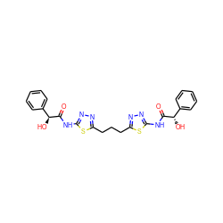 O=C(Nc1nnc(CCCc2nnc(NC(=O)[C@@H](O)c3ccccc3)s2)s1)[C@@H](O)c1ccccc1 ZINC000169697940