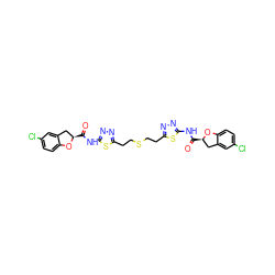 O=C(Nc1nnc(CCSCCc2nnc(NC(=O)[C@@H]3Cc4cc(Cl)ccc4O3)s2)s1)[C@@H]1Cc2cc(Cl)ccc2O1 ZINC000169697971