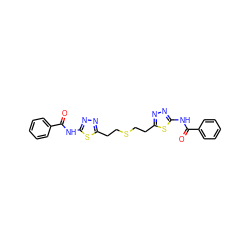 O=C(Nc1nnc(CCSCCc2nnc(NC(=O)c3ccccc3)s2)s1)c1ccccc1 ZINC000003209236