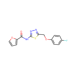 O=C(Nc1nnc(COc2ccc(F)cc2)s1)c1ccco1 ZINC000001270925