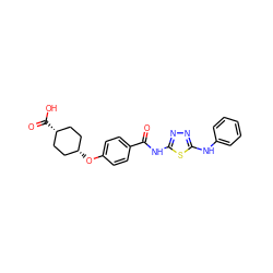 O=C(Nc1nnc(Nc2ccccc2)s1)c1ccc(O[C@H]2CC[C@@H](C(=O)O)CC2)cc1 ZINC000653808088