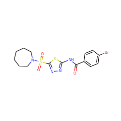 O=C(Nc1nnc(S(=O)(=O)N2CCCCCC2)s1)c1ccc(Br)cc1 ZINC000008588177