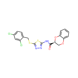 O=C(Nc1nnc(SCc2ccc(Cl)cc2Cl)s1)[C@@H]1COc2ccccc2O1 ZINC000001019727