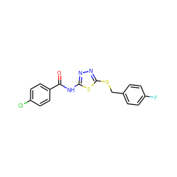 O=C(Nc1nnc(SCc2ccc(F)cc2)s1)c1ccc(Cl)cc1 ZINC000006219294