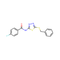 O=C(Nc1nnc(SCc2ccccc2)s1)c1ccc(F)cc1 ZINC000000052639