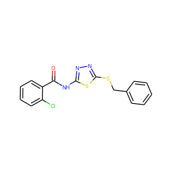 O=C(Nc1nnc(SCc2ccccc2)s1)c1ccccc1Cl ZINC000004086591