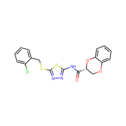 O=C(Nc1nnc(SCc2ccccc2Cl)s1)[C@H]1COc2ccccc2O1 ZINC000000702349