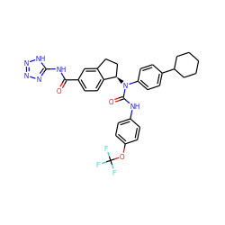 O=C(Nc1nnn[nH]1)c1ccc2c(c1)CC[C@H]2N(C(=O)Nc1ccc(OC(F)(F)F)cc1)c1ccc(C2CCCCC2)cc1 ZINC000028819988