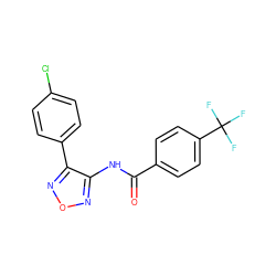 O=C(Nc1nonc1-c1ccc(Cl)cc1)c1ccc(C(F)(F)F)cc1 ZINC000169326167