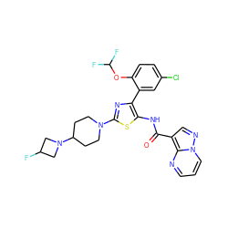 O=C(Nc1sc(N2CCC(N3CC(F)C3)CC2)nc1-c1cc(Cl)ccc1OC(F)F)c1cnn2cccnc12 ZINC001772616416