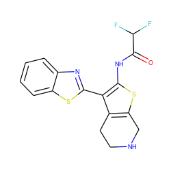 O=C(Nc1sc2c(c1-c1nc3ccccc3s1)CCNC2)C(F)F ZINC000036381550