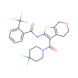 O=C(Nc1sc2c(c1C(=O)N1CCC(F)(F)CC1)CCOC2)c1ccccc1C(F)(F)F ZINC000095558476