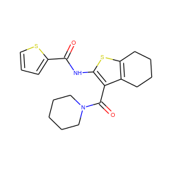 O=C(Nc1sc2c(c1C(=O)N1CCCCC1)CCCC2)c1cccs1 ZINC000000953700