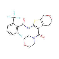 O=C(Nc1sc2c(c1C(=O)N1CCOCC1)CCOC2)c1c(F)cccc1C(F)(F)F ZINC000095559577