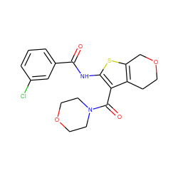 O=C(Nc1sc2c(c1C(=O)N1CCOCC1)CCOC2)c1cccc(Cl)c1 ZINC000095562377