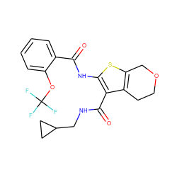 O=C(Nc1sc2c(c1C(=O)NCC1CC1)CCOC2)c1ccccc1OC(F)(F)F ZINC000095560136