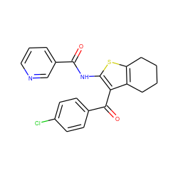 O=C(Nc1sc2c(c1C(=O)c1ccc(Cl)cc1)CCCC2)c1cccnc1 ZINC000004953244