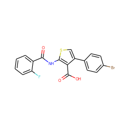 O=C(Nc1scc(-c2ccc(Br)cc2)c1C(=O)O)c1ccccc1F ZINC000002158339