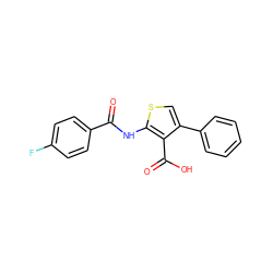 O=C(Nc1scc(-c2ccccc2)c1C(=O)O)c1ccc(F)cc1 ZINC000004824973