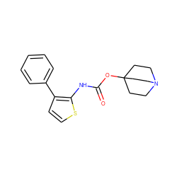 O=C(Nc1sccc1-c1ccccc1)OC12CCN(CC1)CC2 ZINC000169330020