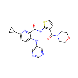 O=C(Nc1sccc1C(=O)N1CCOCC1)c1nc(C2CC2)ccc1Nc1cncnc1 ZINC000169701724