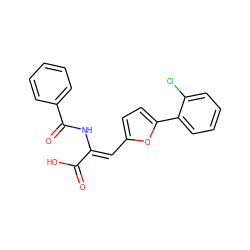 O=C(O)/C(=C/c1ccc(-c2ccccc2Cl)o1)NC(=O)c1ccccc1 ZINC000028520679