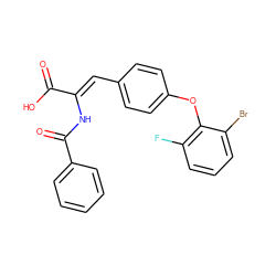 O=C(O)/C(=C/c1ccc(Oc2c(F)cccc2Br)cc1)NC(=O)c1ccccc1 ZINC000028475708