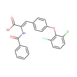 O=C(O)/C(=C/c1ccc(Oc2c(F)cccc2Cl)cc1)NC(=O)c1ccccc1 ZINC000028523792