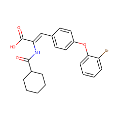 O=C(O)/C(=C/c1ccc(Oc2ccccc2Br)cc1)NC(=O)C1CCCCC1 ZINC000028477167