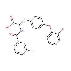 O=C(O)/C(=C/c1ccc(Oc2ccccc2Br)cc1)NC(=O)c1cccc(F)c1 ZINC000028475821