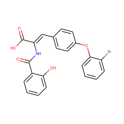 O=C(O)/C(=C/c1ccc(Oc2ccccc2Br)cc1)NC(=O)c1ccccc1O ZINC000028474542