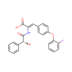 O=C(O)/C(=C/c1ccc(Oc2ccccc2I)cc1)NC(=O)[C@H](O)c1ccccc1 ZINC000028520268