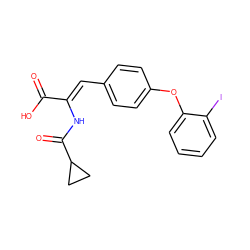 O=C(O)/C(=C/c1ccc(Oc2ccccc2I)cc1)NC(=O)C1CC1 ZINC000028475923