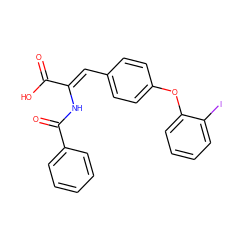 O=C(O)/C(=C/c1ccc(Oc2ccccc2I)cc1)NC(=O)c1ccccc1 ZINC000028522641