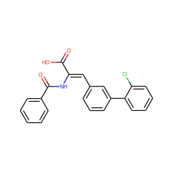 O=C(O)/C(=C/c1cccc(-c2ccccc2Cl)c1)NC(=O)c1ccccc1 ZINC000028521524