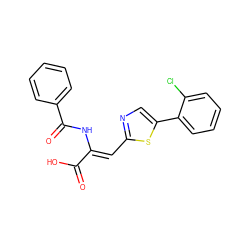 O=C(O)/C(=C/c1ncc(-c2ccccc2Cl)s1)NC(=O)c1ccccc1 ZINC000028520643