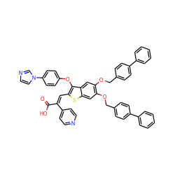 O=C(O)/C(=C/c1sc2cc(OCc3ccc(-c4ccccc4)cc3)c(OCc3ccc(-c4ccccc4)cc3)cc2c1Oc1ccc(-n2ccnc2)cc1)c1ccncc1 ZINC000095615401