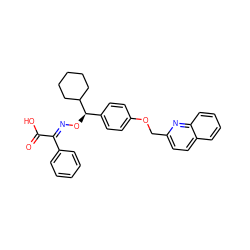 O=C(O)/C(=N/O[C@H](c1ccc(OCc2ccc3ccccc3n2)cc1)C1CCCCC1)c1ccccc1 ZINC000013557725