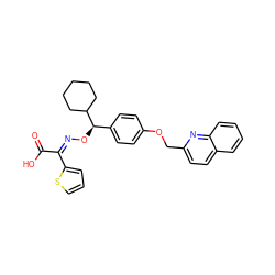 O=C(O)/C(=N/O[C@H](c1ccc(OCc2ccc3ccccc3n2)cc1)C1CCCCC1)c1cccs1 ZINC000013557733