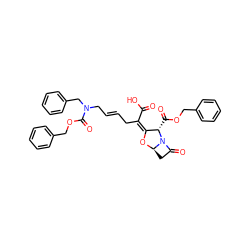 O=C(O)/C(C/C=C/CN(Cc1ccccc1)C(=O)OCc1ccccc1)=C1/O[C@@H]2CC(=O)N2[C@H]1C(=O)OCc1ccccc1 ZINC000205377717