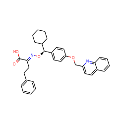 O=C(O)/C(CCc1ccccc1)=N/O[C@H](c1ccc(OCc2ccc3ccccc3n2)cc1)C1CCCCC1 ZINC000013557731