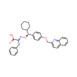 O=C(O)/C(Cc1ccccc1)=N/O[C@H](c1ccc(OCc2ccc3ccccc3n2)cc1)C1CCCCC1 ZINC000013557727