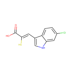 O=C(O)/C(S)=C/c1c[nH]c2cc(Cl)ccc12 ZINC000169325405