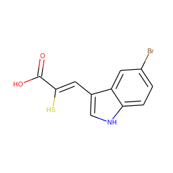 O=C(O)/C(S)=C/c1c[nH]c2ccc(Br)cc12 ZINC000169325401