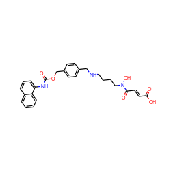 O=C(O)/C=C/C(=O)N(O)CCCCNCc1ccc(COC(=O)Nc2cccc3ccccc23)cc1 ZINC000073240815