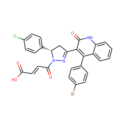 O=C(O)/C=C/C(=O)N1N=C(c2c(-c3ccc(Br)cc3)c3ccccc3[nH]c2=O)C[C@H]1c1ccc(Cl)cc1 ZINC000096283792