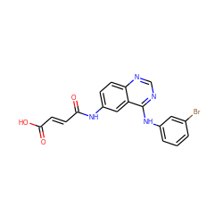 O=C(O)/C=C/C(=O)Nc1ccc2ncnc(Nc3cccc(Br)c3)c2c1 ZINC000013861823