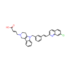 O=C(O)/C=C/CN1CCc2c(c3ccccc3n2Cc2cccc(/C=C/c3ccc4ccc(Cl)cc4n3)c2)C1 ZINC000043119989